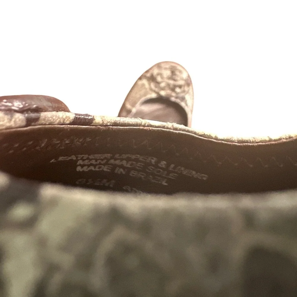 Tory Burch Claire Snake Embossed Python Block Heel Pumps Gray Black 8.5